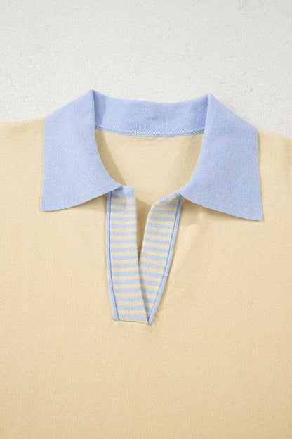 Stripe Colorblock Collared Drop Shoulder Sweater Shop Style & More | Fresh Looks, Everyday Deals & Free Shipping