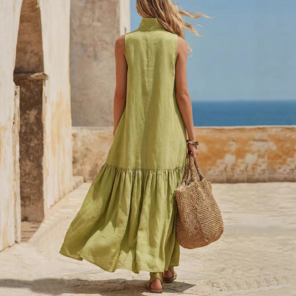 Women's Sleeveless Resort Dress – Loose Fit Zipper Detail FitiqueFit