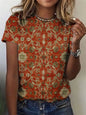 Women's Geometric Print Long Sleeve Loose Casual Tee FitiqueFit