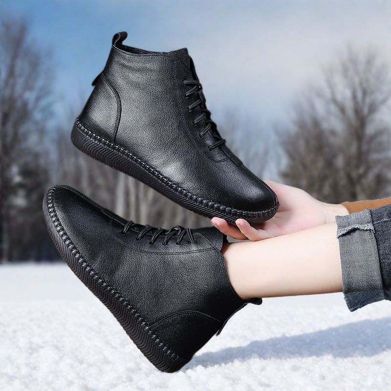 Women’s Genuine Leather Soft-Soled Flat Ankle Boots FitiqueFit