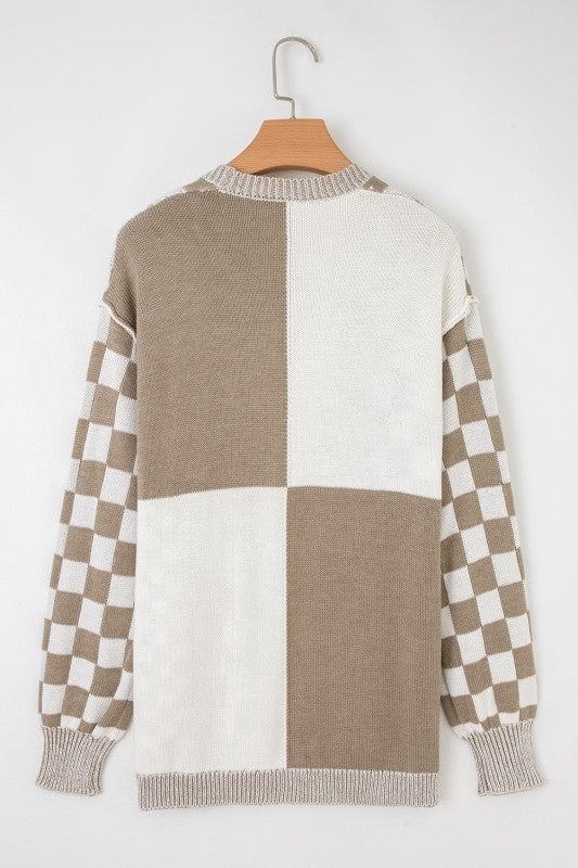 Checker Open Front Drop Shoulder Cardigan Shop Style & More | Fresh Looks, Everyday Deals & Free Shipping