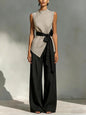 Women's Lace-Up Sleeveless Top & Wide-Leg Pants Set FitiqueFit