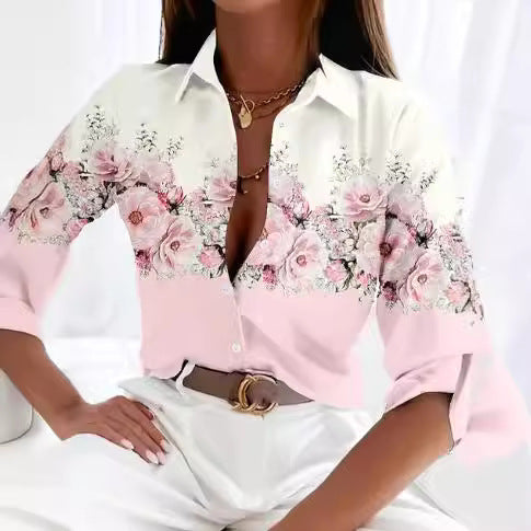 Women’s Stripe Print Long-Sleeve Blouse FitiqueFit