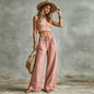 Women's Sleeveless Vest & Drawstring High-Waist Wide-Leg Pants Set FitiqueFit