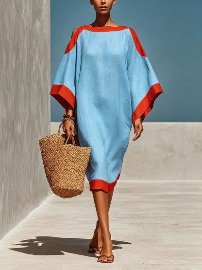 Loose-Fit Three-Quarter Sleeve Mid-Length Dress – 4 Colors S–3XL FitiqueFit