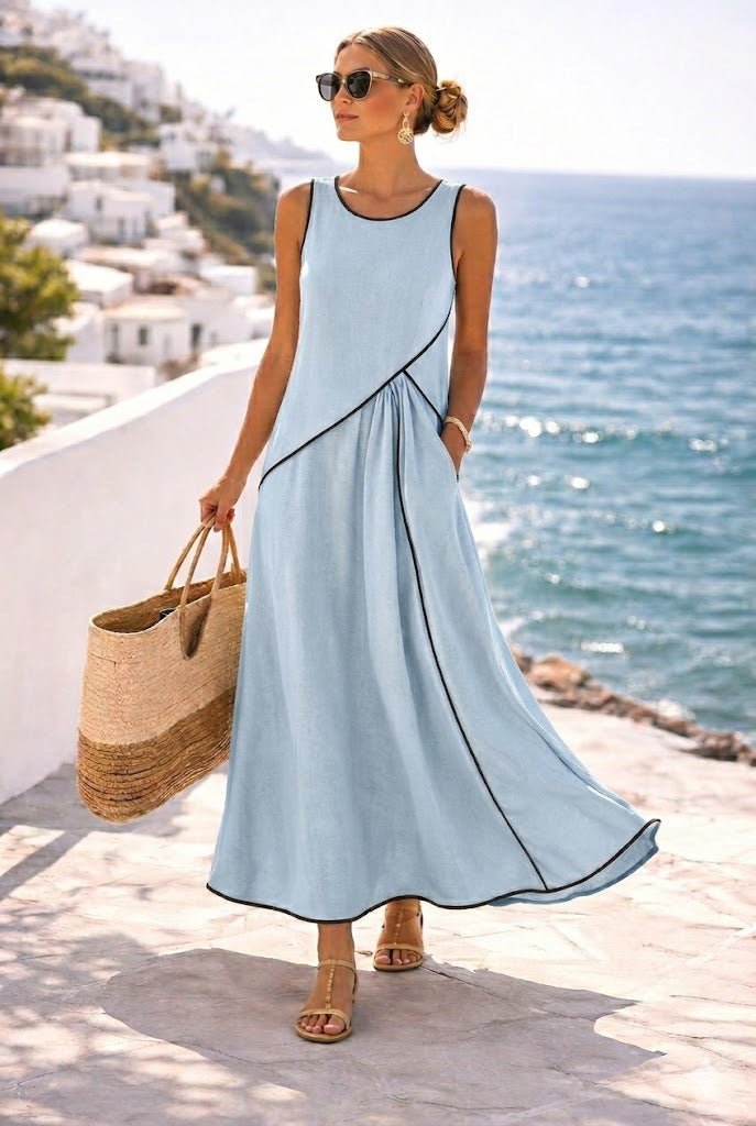 Mediterranean Contrast Color Vacation Dress – 7 Colors, S–3XL FitiqueFit