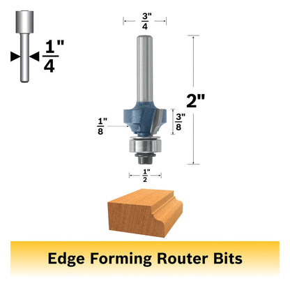 BOSCH 85290MC 1/8 In. x 3/8 In. Carbide-Tipped Roundover Router Bit VM Hardware