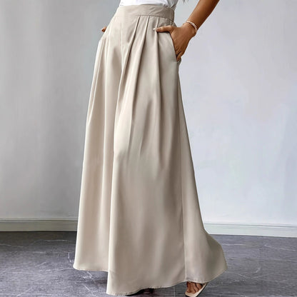 Women's High-Waist Pleated Wide-Leg Pants – Relaxed Bohemian Linen FitiqueFit