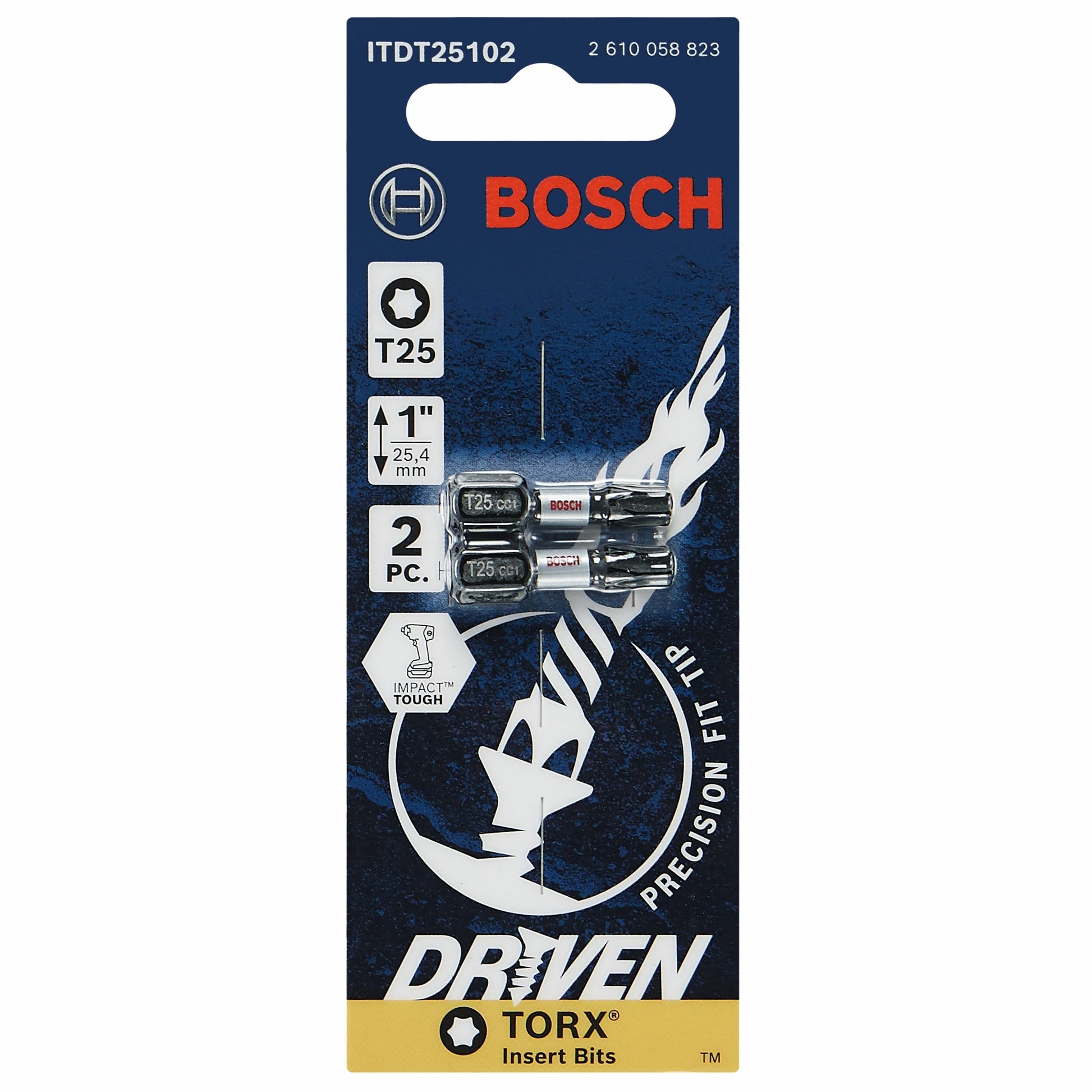 BOSCH ITDT25102 2 pc. Driven 1 In. Impact Torx® #25 Insert Bits VM Hardware