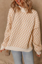 Rhombus Textured Knit Mock Neck Sweater Shop Style & More | Fresh Looks, Everyday Deals & Free Shipping