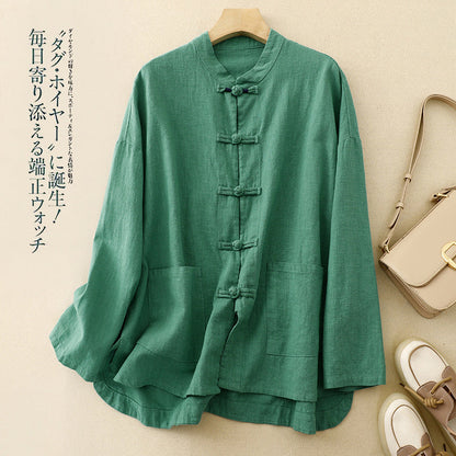Women’s Retro Chinese-Style Cotton & Linen Loose Top FitiqueFit