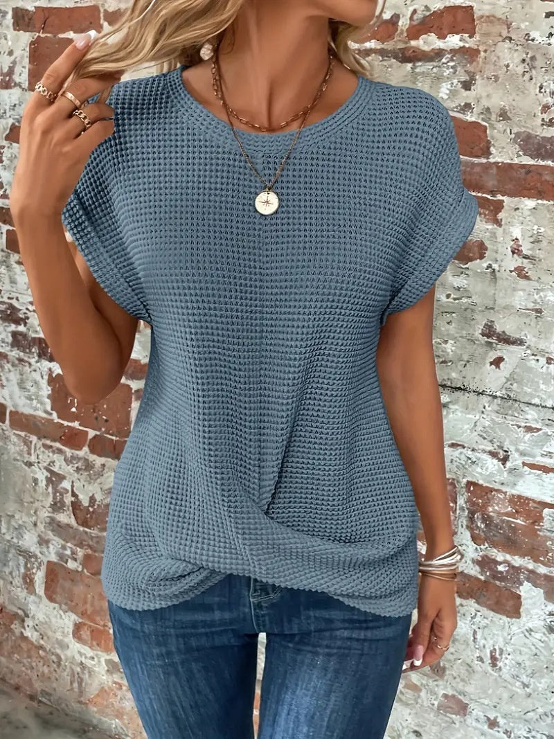 Women’s Textured Cuff Short‑Sleeve Tee FitiqueFit