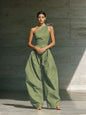 Women's Loose Sleeveless Off-Shoulder Belted Wide-Leg Jumpsuit FitiqueFit