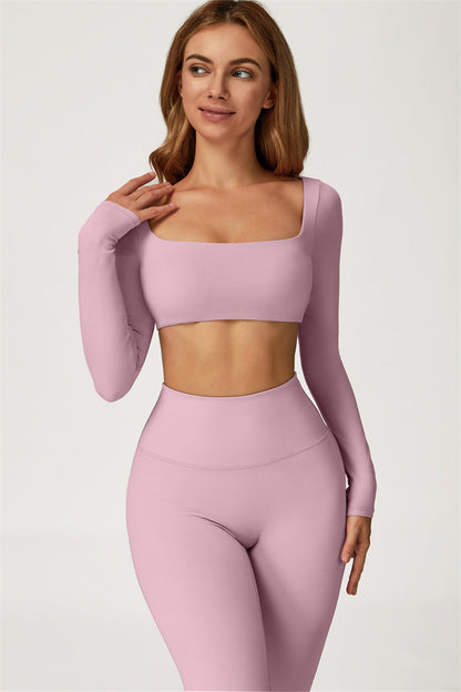 The Lily Belle Crop Top Flared Leggings 2-Piece Set Fitglutes Activewear Gymwear Sportswear & Workout Clothes