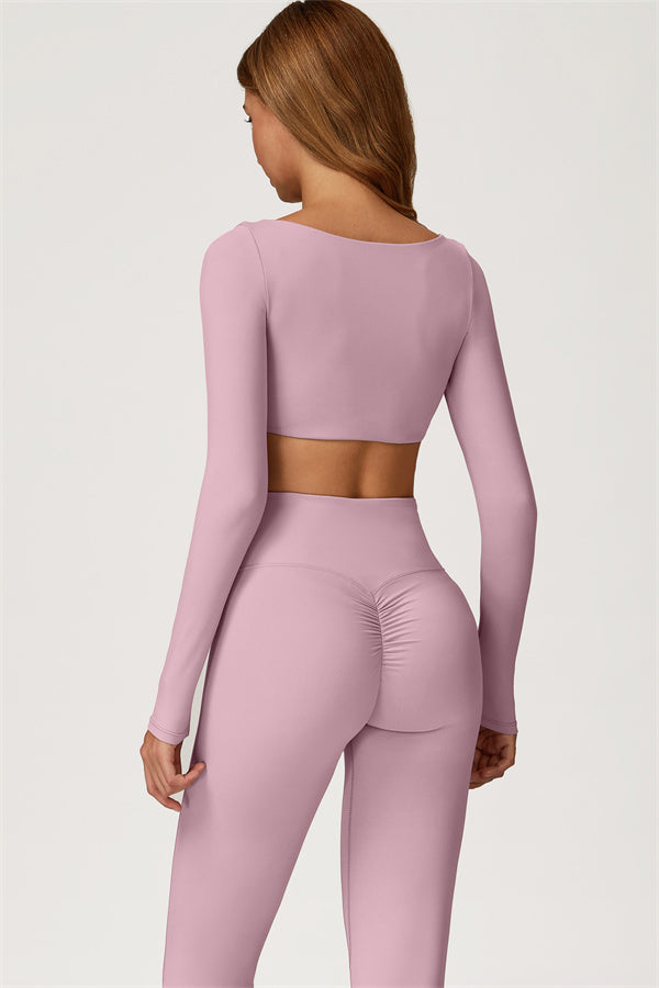 The Lily Belle Crop Top Flared Leggings 2-Piece Set Fitglutes Activewear Gymwear Sportswear & Workout Clothes
