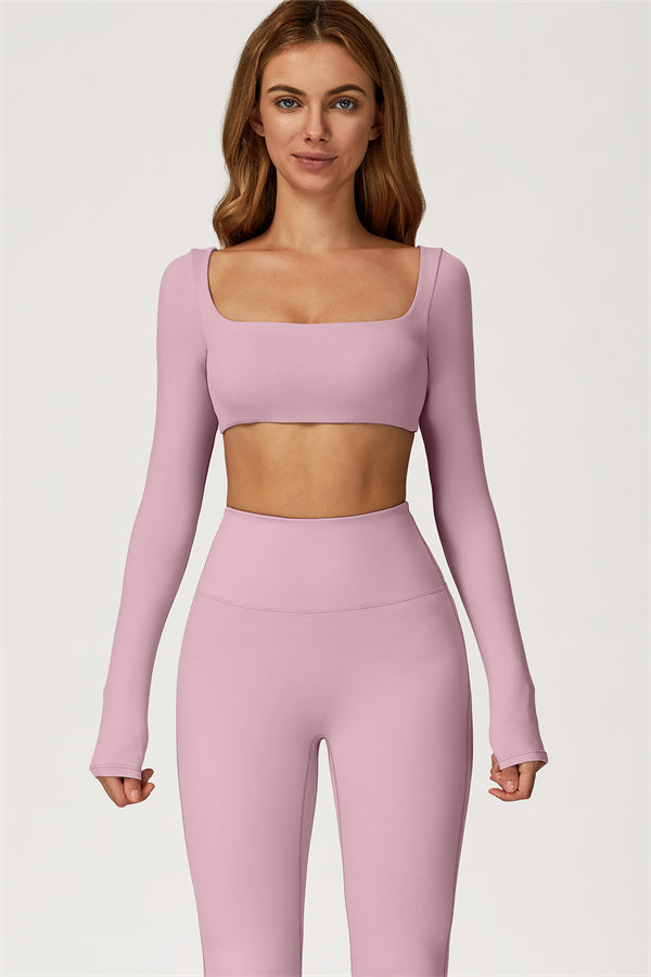 The Lily Belle Crop Top Flared Leggings 2-Piece Set Fitglutes Activewear Gymwear Sportswear & Workout Clothes