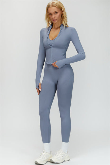 The Delight Jacket Sports Bra Leggings 3-Piece Set Fitglutes Activewear Gymwear Sportswear & Workout Clothes