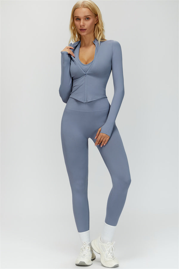 The Delight Jacket Sports Bra Leggings 3-Piece Set Fitglutes Activewear Gymwear Sportswear & Workout Clothes