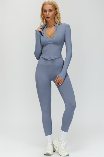 The Delight Jacket Sports Bra Leggings 3-Piece Set Fitglutes Activewear Gymwear Sportswear & Workout Clothes