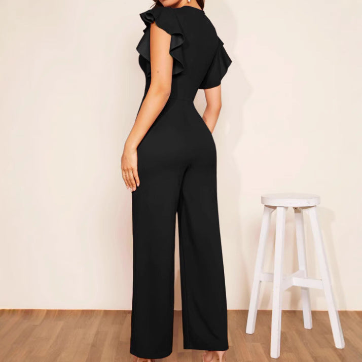 Women's Elegant High-Waist Ruffle Trim Jumpsuit | 3 Colors S–XL FitiqueFit