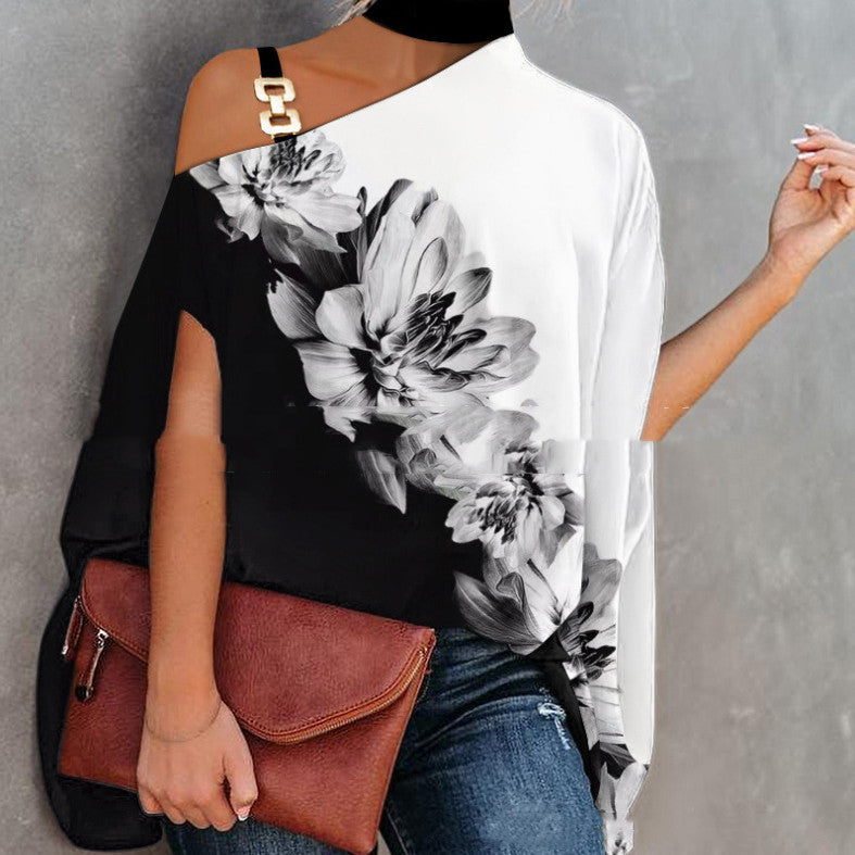 Women’s One-Shoulder Printed T-Shirt FitiqueFit