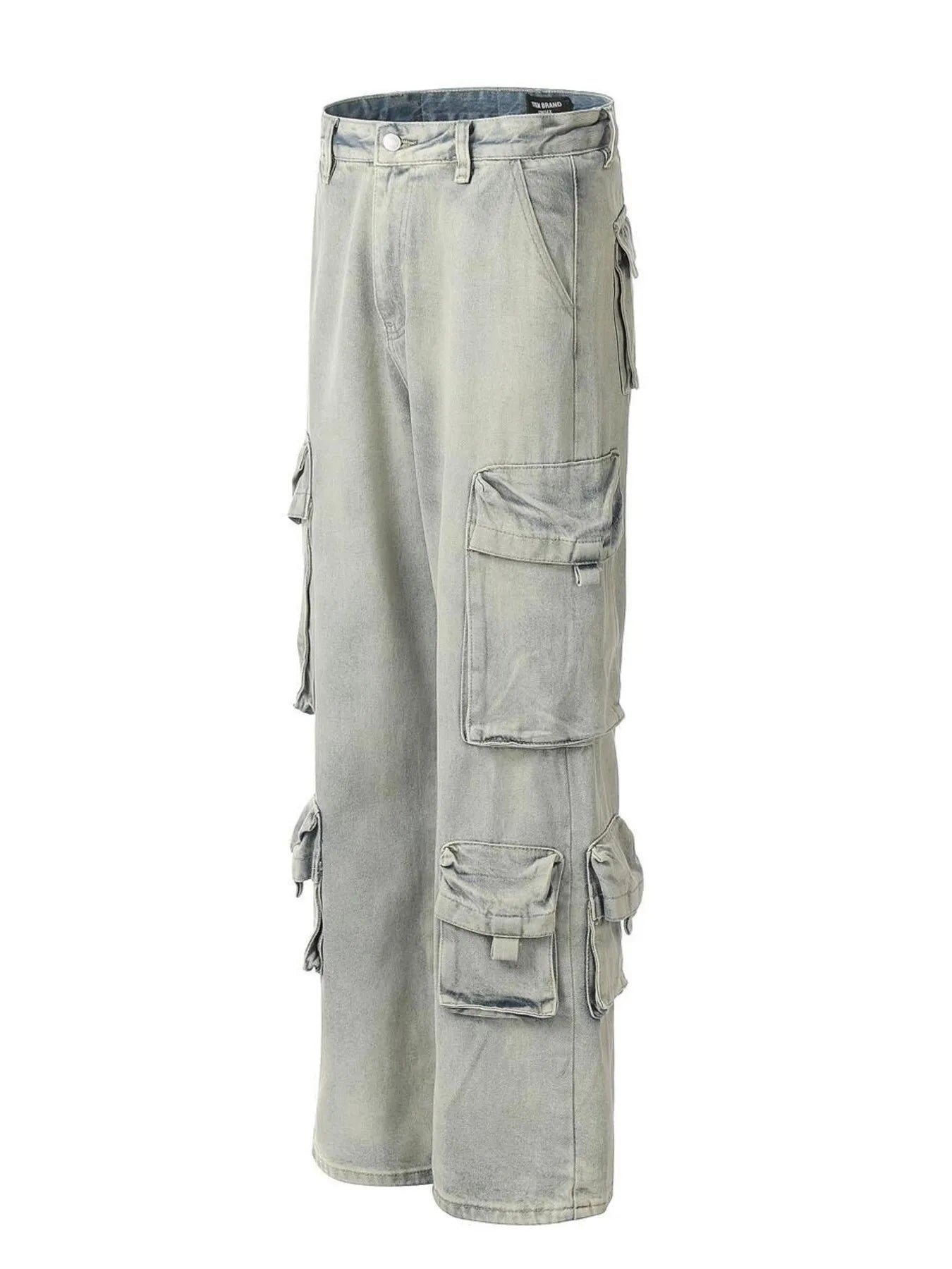 Men's Washed Multi-Pocket Straight Cargo Jeans New Era Fashion LLc