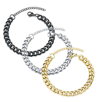 3/5/7/mm Fashion Simple Stainless Steel Cuban Chain Bracelet For Men And Women NovaCart