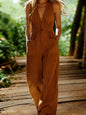 Women's V-Neck Sleeveless Wide-Leg Jumpsuit With Pockets FitiqueFit