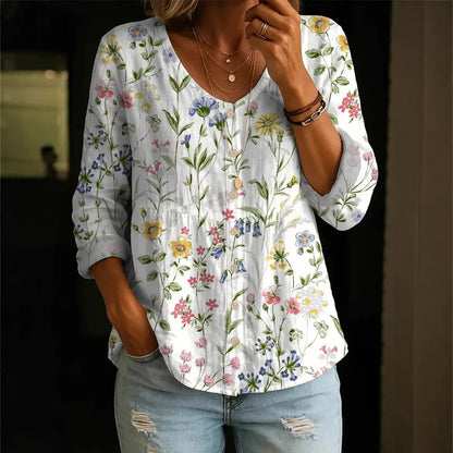 Women's Plus-Size Printed Cardigan – Boho Loose Fit 3/4 Sleeve Top FitiqueFit