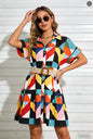 Women’s Belted Short Sleeve Midi Dress FitiqueFit