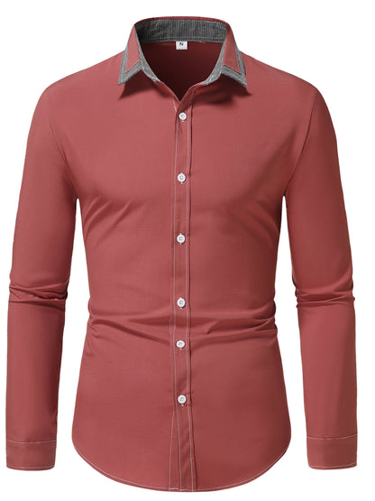 Men'S Color-Blocked Checkered Casual Long-Sleeve Shirt NovaCart