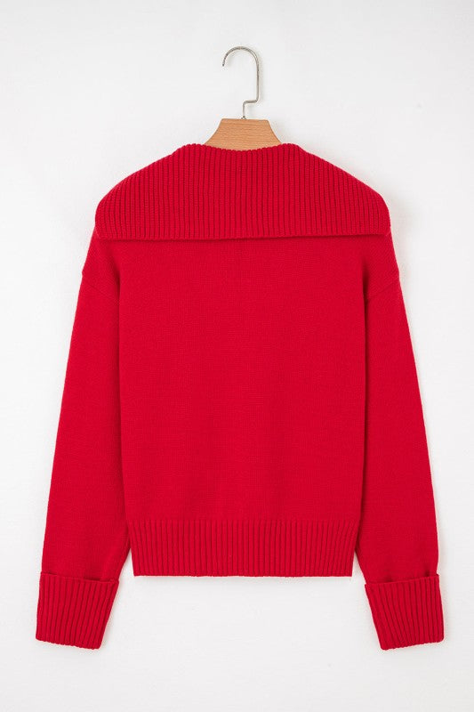 Solid Collared V-Neck Ribbed Edge Sweater Shop Style & More | Fresh Looks, Everyday Deals & Free Shipping