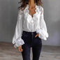 Lace-Panel Puff Sleeve Pleated Ruffle Shirt | Ballet Style FitiqueFit