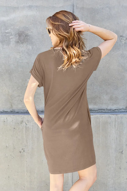 Basic Bae Full Size Round Neck Short Sleeve Dress with Pockets New Era Fashion LLc