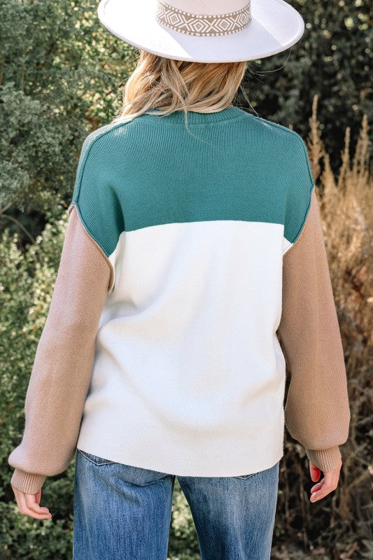 Colorblock Ribbed Knit Long Sleeve Sweater Shop Style & More | Fresh Looks, Everyday Deals & Free Shipping