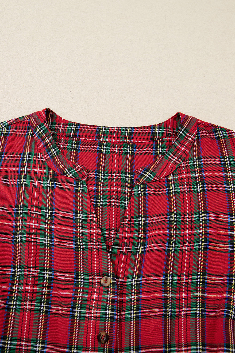 Red Plus Size Plaid Half Button Long Sleeve Holiday Dress Garden Naked Curves