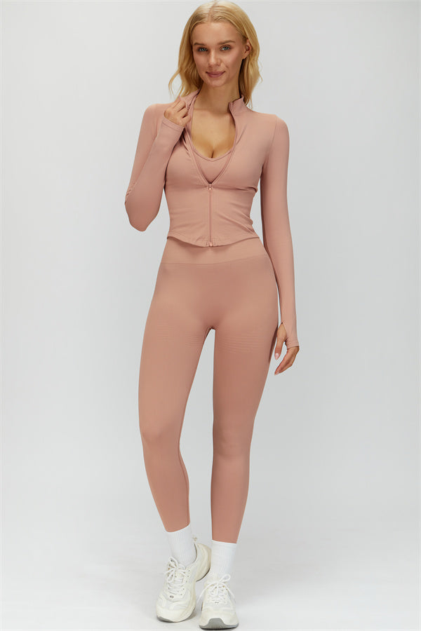 The Delight Jacket Sports Bra Leggings 3-Piece Set Fitglutes Activewear Gymwear Sportswear & Workout Clothes