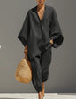 Women’s Casual Solid Color Two Piece Shirt Set FitiqueFit