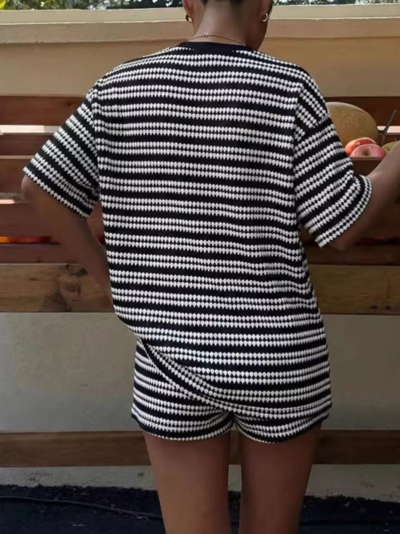 Striped Short Sleeve Top and Shorts Set New Era Fashion LLc