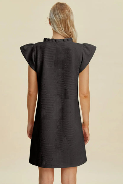 Double Take Full Size Ruffled V-Neck Cap Sleeve Dress West2East Surf