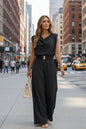 Women's Off-Shoulder Sleeveless Wide-Leg Jumpsuit – High Waist with Belt FitiqueFit