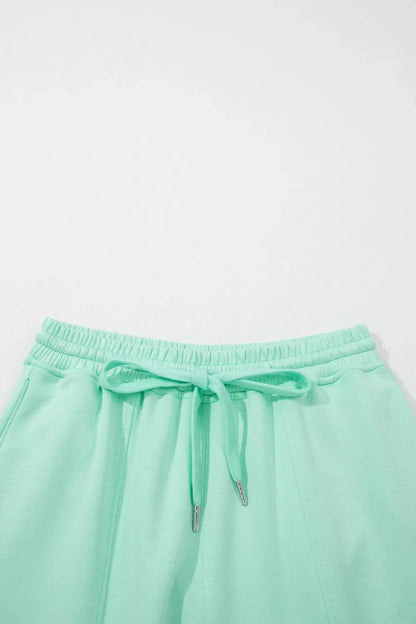 Drawstring Elastic Waistband Solid Color Two Piece Casual Set New Era Fashion LLc