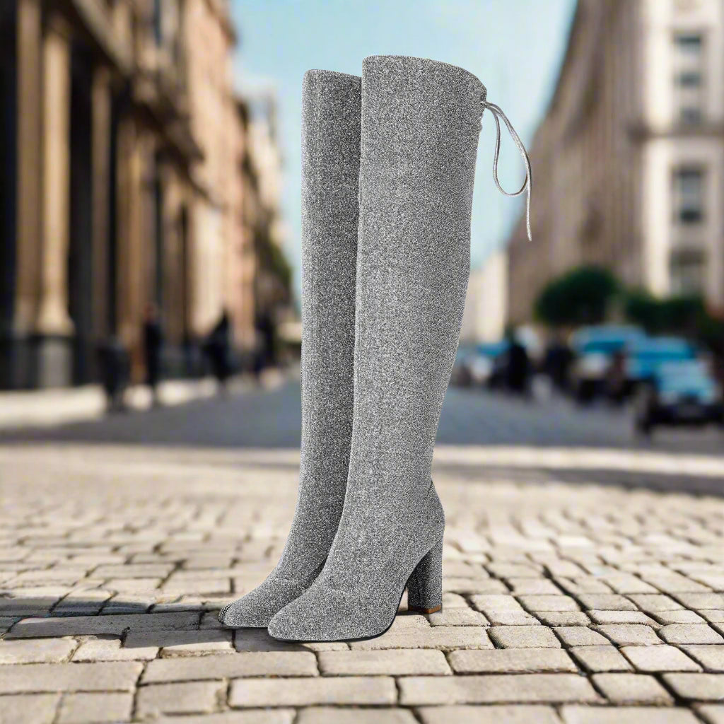 Plus-Size Over The Knee Long Boots for Women – Chunky Heel Nightclub Platform FitiqueFit