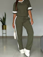 Women's Color-Block Contrast 2-Piece Outfit – Top & Pants Set FitiqueFit