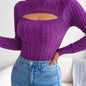 Women'S Long Sleeve Hollow Sweater | High Stretch Fabric, Crew Neck, Sexy Slim Fit, Autumn/Winter NovaCart