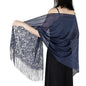 Women's Casual Shawl Wrap - Solid Color, Lightweight Polyester Knit - Going Out Essentials | Fringe Trim | Floral Lace Details NovaCart