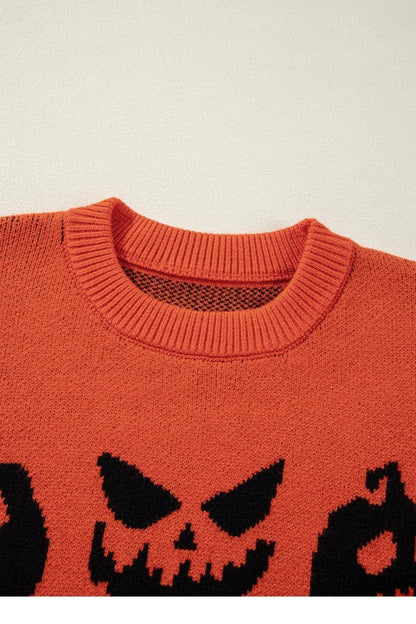 Halloween Pumpkin Face Drop Shoulder Sweater Shop Style & More | Fresh Looks, Everyday Deals & Free Shipping