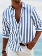 Striped Print Shirt Casual Loose Long-sleeved Shirt Men's Clothing SnagBag