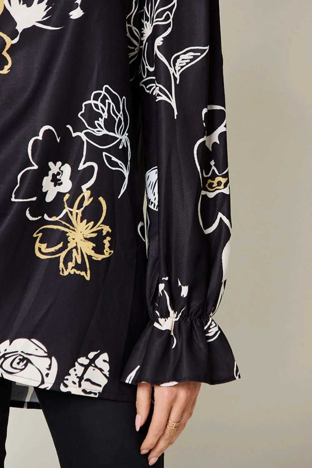 Double Take Full Size Printed Flounce Sleeve Blouse New Era Fashion LLc