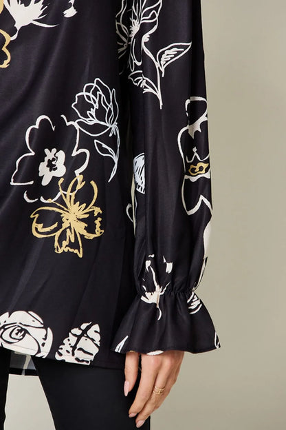 Double Take Full Size Printed Flounce Sleeve Blouse New Era Fashion LLc